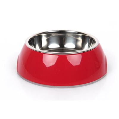 Melamine 不鏽鋼健康寵物碗 - 紅色 S