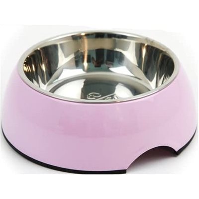 Melamine 不鏽鋼健康寵物碗 - 粉紅色 L