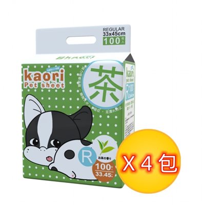 4包套裝優惠 - 綠茶 Petsgoal (Kaori)抗菌消臭尿片  (33cm x 45cm) 100片