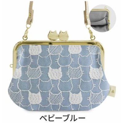 $4000 禮品 -  AYANOKOJI 日本京都限定貓咪刺繡手拿包(粉藍色)(日本手工製造)