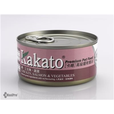 48 罐優惠套裝 - Kakato 卡格 Chicken, Salmon & Vegetables 雞、三文魚、蔬菜 (貓狗合用) 170g (834)