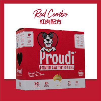 4 盒優惠套裝 - Proudi 急凍生肉狗糧 - 紅肉配方 2.4kg