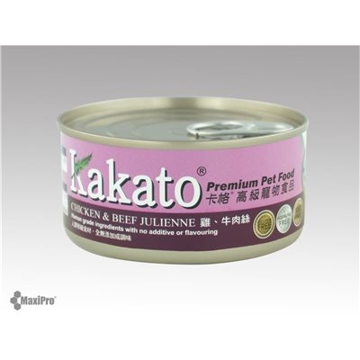 48 罐優惠套裝 - Kakato 卡格  Chicken & Beef Julienne 雞、牛肉絲 (貓狗合用) 70g (704)