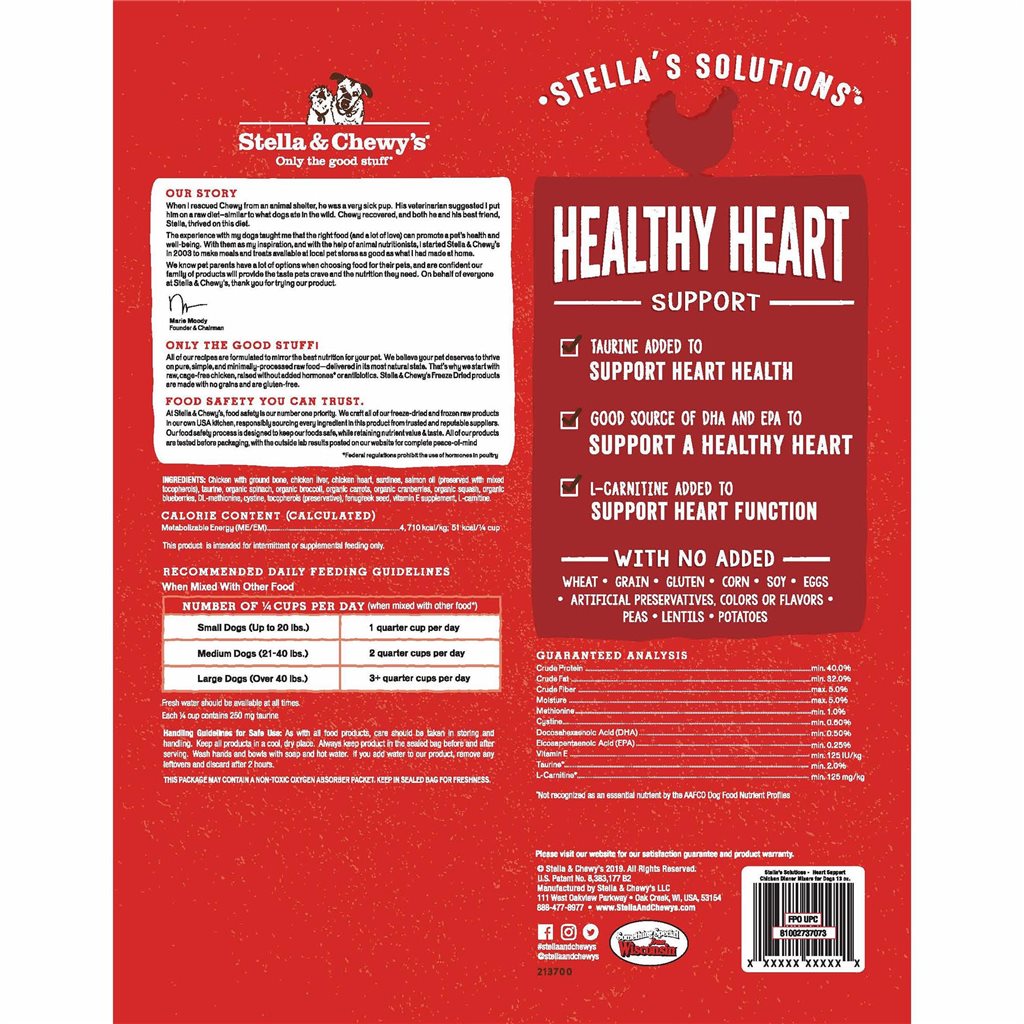 Stella’s Solutions - 支援心臟健康 - 放養雞 狗配方 (主糧/乾糧伴侶) 13oz (SC121)