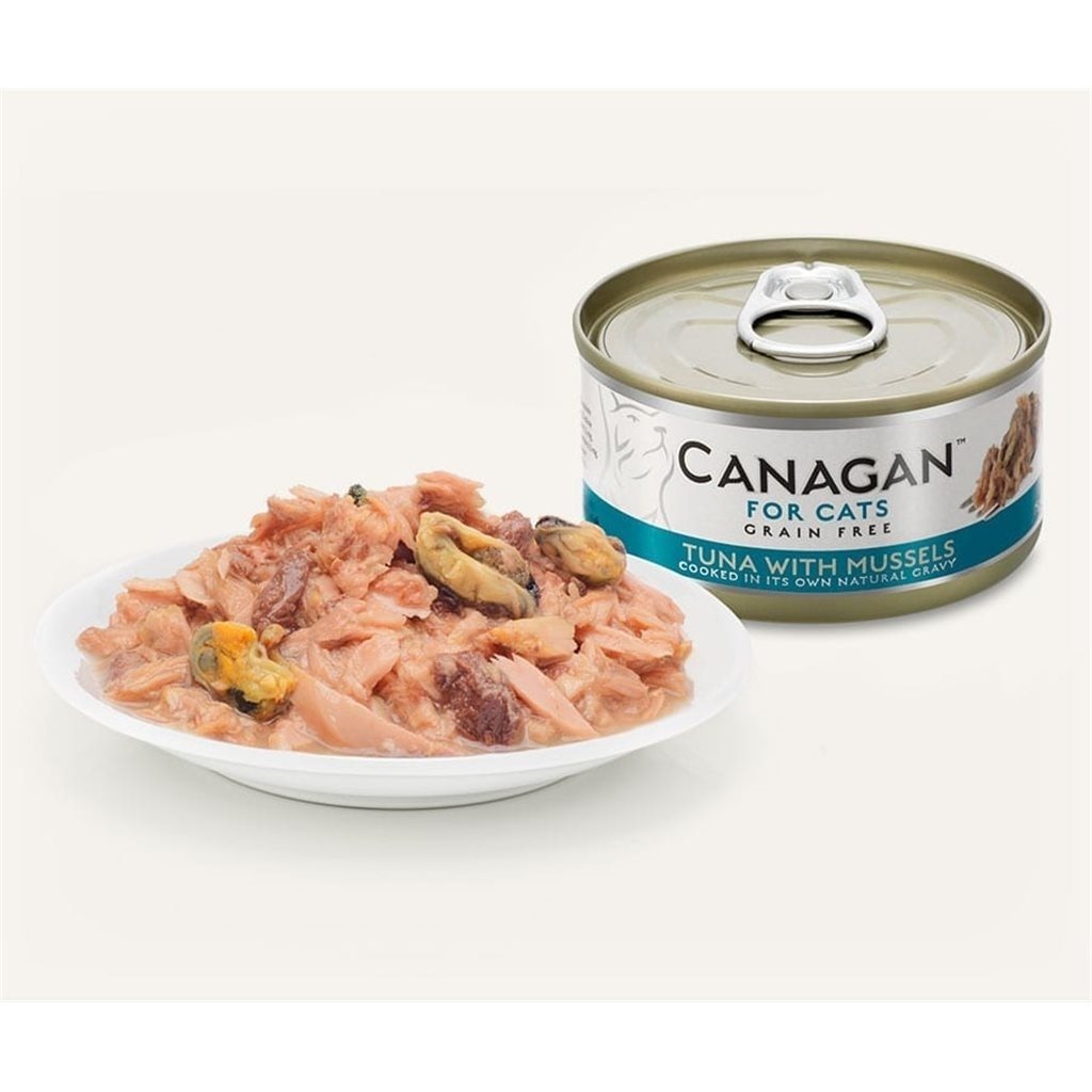 12 罐優惠套裝 - Canagan Tuna with Mussels 無穀物 吞拿魚伴青口 肉絲貓罐 (藍綠) 75g